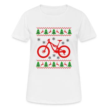 Ugly Christmas Mountain Bike Bike Christmas - Women's Breathable T-Shirt - white - Front - AI Model Female 172 dark (172cm)