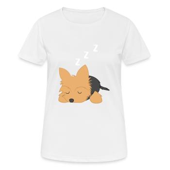 Yorkie - Yorkshire Terrier - Morning muffle - Tired - Women's Breathable T-Shirt - white - Front - AI Model Female 172 dark (172cm)