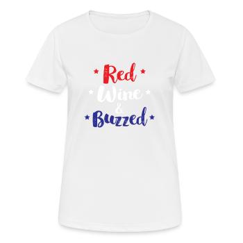 Red Wine And Buzzed Funny 4th Of July - Women's Breathable T-Shirt - white - Front - AI Model Female 172 dark (172cm)