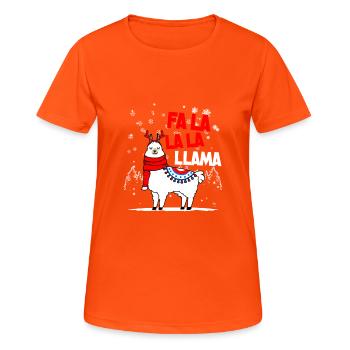 Falalalala Llama Christmas gift - Women's Breathable T-Shirt - neon orange - Front - AI Model Female 172 dark (172cm)