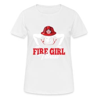 Fire Girl Fitness Firewoman Gym Workout - Women's Breathable T-Shirt - white - Front - AI Model Female 172 dark (172cm)