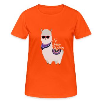 No problem - Cool alpaca llama - Women's Breathable T-Shirt - neon orange - Front - AI Model Female 172 dark (172cm)