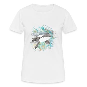 Delfin Orca Shirt Watercolor - T-shirt respirant Femme - blanc - Devant - AI Model Female 172 dark (172cm)