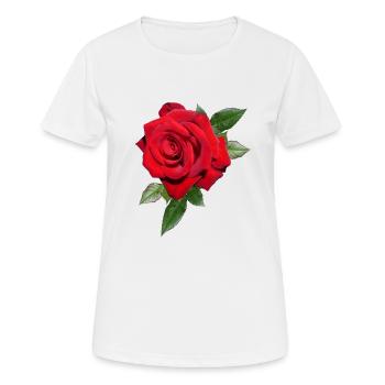 Rose with leaves in XXL - Women's Breathable T-Shirt - white - Front - AI Model Female 172 dark (172cm)