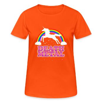 Death metal unicorn gift - Women's Breathable T-Shirt - neon orange - Front - AI Model Female 172 dark (172cm)