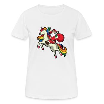 Cadeau de Noël Licorne Drôle Père Noël - T-shirt respirant Femme - blanc - Devant - AI Model Female 172 dark (172cm)