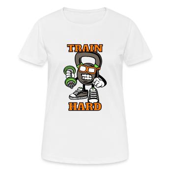 Fitness Train Hard Cartoon - Women's Breathable T-Shirt - white - Front - AI Model Female 172 dark (172cm)