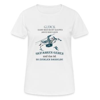 Ski Shirt · Bergbahn · Glück Geschenk - Frauen T-Shirt atmungsaktiv - Weiß - Vorne - AI Model Female 172 dark (172cm)