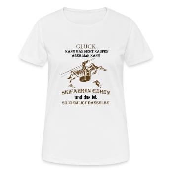 Ski Shirt · Bergbahn · Glück Geschenk - Frauen T-Shirt atmungsaktiv - Weiß - Vorne - AI Model Female 172 dark (172cm)