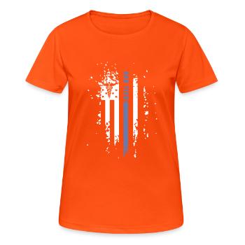 Drapeau de la ligne bleue américaine de radiologie Tech - T-shirt respirant Femme - orange néon - Devant - AI Model Female 172 dark (172cm)