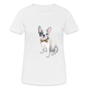 Frenchie französische Bulldogge karierte Fliege Hunde herein - Frauen T-Shirt atmungsaktiv - Weiß - Vorne - AI Model Female 172 dark (172cm)