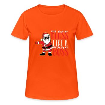 Floss like a boss Christmas gift - Women's Breathable T-Shirt - neon orange - Front - AI Model Female 172 dark (172cm)