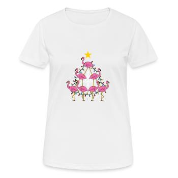 Flamingo Christmas tree gift - Women's Breathable T-Shirt - white - Front - AI Model Female 172 dark (172cm)