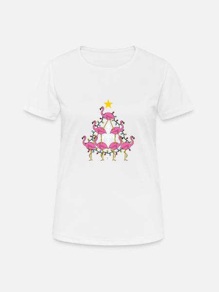 Flamingo Christmas tree gift - Women's Breathable T-Shirt - white