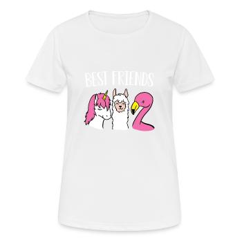 Einhornlama-Flamingogeschenk der besten Freunde - Frauen T-Shirt atmungsaktiv - Weiß - Vorne - AI Model Female 172 dark (172cm)