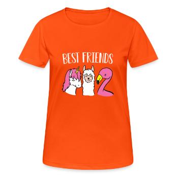 Best friends unicorn llama flamingo gift - Women's Breathable T-Shirt - neon orange - Front - AI Model Female 172 dark (172cm)