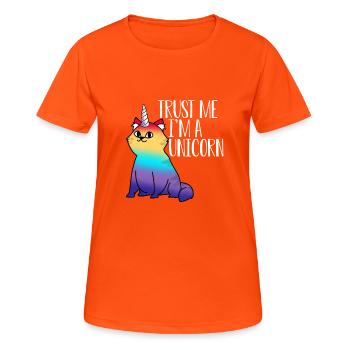 Cat unicorn gift - Women's Breathable T-Shirt - neon orange - Front - AI Model Female 172 dark (172cm)
