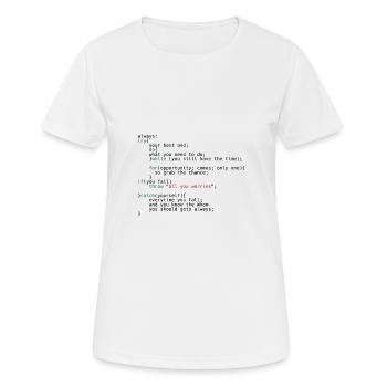 Geek Coder - Frauen T-Shirt atmungsaktiv - Weiß - Vorne - AI Model Female 172 dark (172cm)