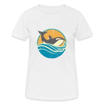 Retro beunruhigter Killerwal-Entwurf für Schwertwal - Frauen T-Shirt atmungsaktiv - Weiß - Vorne - AI Model Female 172 dark (172cm)