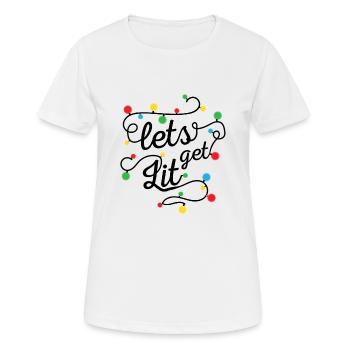 Boisson de Noël allume des ampoules sur un cadeau - T-shirt respirant Femme - blanc - Devant - AI Model Female 172 dark (172cm)