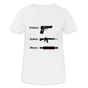 Mama Waffe Soldat Polizist lustig Ironie Geschenk - Frauen T-Shirt atmungsaktiv - Weiß - Vorne - AI Model Female 172 dark (172cm)