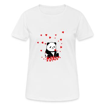 Panda Bär Valentinstag süß rote Herzen Geschenk - Frauen T-Shirt atmungsaktiv - Weiß - Vorne - AI Model Female 172 dark (172cm)