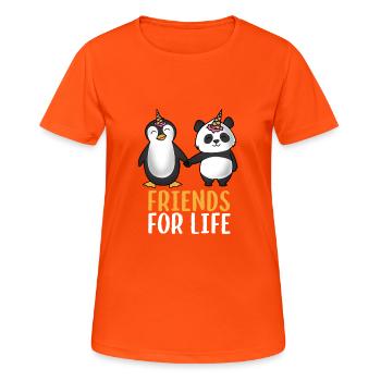 Friends for life penguin and panda gift - Women's Breathable T-Shirt - neon orange - Front - AI Model Female 172 dark (172cm)