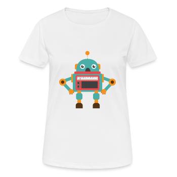 Retro Vintage Roboter Kinder Lustig Süß Geschenk - Frauen T-Shirt atmungsaktiv - Weiß - Vorne - AI Model Female 172 dark (172cm)