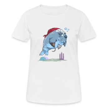 Pirate Manatee Funny Sea Cow Lover - Women's Breathable T-Shirt - white - Front - AI Model Female 172 dark (172cm)