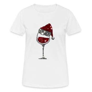 Weihnachtswein-Hemd Glas Rotwein-Sankt-Hut - Frauen T-Shirt atmungsaktiv - Weiß - Vorne - AI Model Female 172 dark (172cm)
