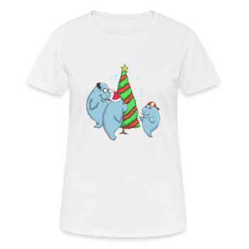 Floride, lamantin, arbre noël, famille - T-shirt respirant Femme - blanc - Devant - AI Model Female 172 dark (172cm)