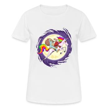 Fun Sasquatch Santa Riding With Unicorn - Women's Breathable T-Shirt - white - Front - AI Model Female 172 dark (172cm)