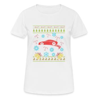 Race Car Christmas Ugly Sweater Design Shirt - Women's Breathable T-Shirt - white - Front - AI Model Female 172 dark (172cm)