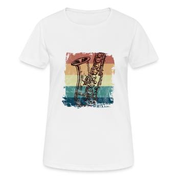 Saxophone Jazz Swing Classic Retro Ska Punk Rock - Women's Breathable T-Shirt - white - Front - AI Model Female 172 dark (172cm)