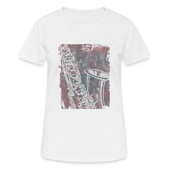 Saxophone Jazz Swing Classic Retro Ska Punk Rock - Women's Breathable T-Shirt - white - Front - AI Model Female 172 dark (172cm)