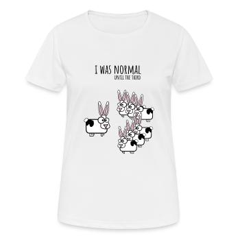 J'étais normale jusqu'au troisième lapin - T-shirt respirant Femme - blanc - Devant - AI Model Female 172 dark (172cm)