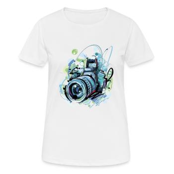 Kamera Bunt Style - Frauen T-Shirt atmungsaktiv - Weiß - Vorne - AI Model Female 172 dark (172cm)