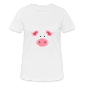 Nettes Piggy Gesicht-lustiges Schwein-Kostüm - Frauen T-Shirt atmungsaktiv - Weiß - Vorne - AI Model Female 172 dark (172cm)