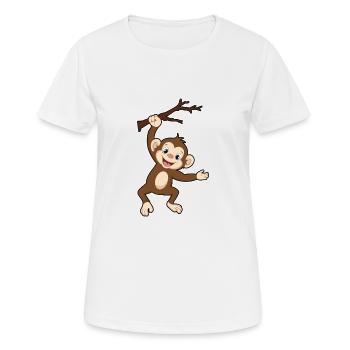 Monkey Climbing A Tree Branch - Women's Breathable T-Shirt - white - Front - AI Model Female 172 dark (172cm)