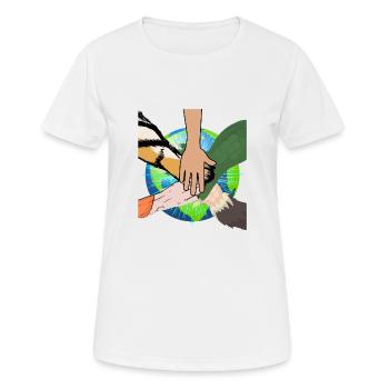Pattes mains animaux Protection des animaux Protection de la nature Cadeau - T-shirt respirant Femme - blanc - Devant - AI Model Female 172 dark (172cm)