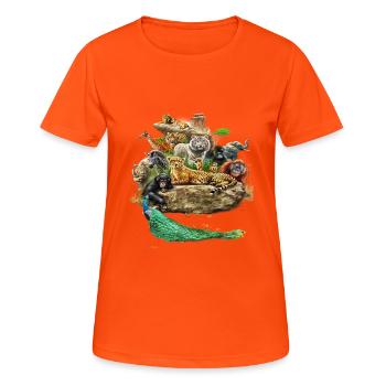 Die wunderschöne Tierwelt - Frauen T-Shirt atmungsaktiv - Neonorange - Vorne - AI Model Female 172 dark (172cm)