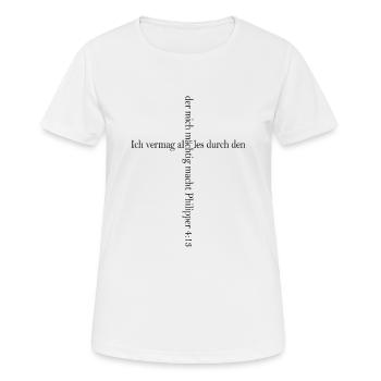 IDEES CADEAUX CROISSANT BIBELVERS DE LA RELIGION CHRÉTIENNE - T-shirt respirant Femme - blanc - Devant - AI Model Female 172 dark (172cm)