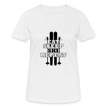 Ski Skiing Skiers Ski holiday Skis - Women's Breathable T-Shirt - white - Front - AI Model Female 172 dark (172cm)