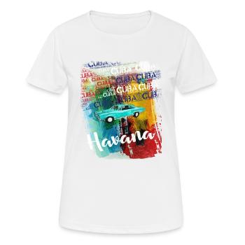 T-shirt de voiture vintage Cuba Havana - T-shirt respirant Femme - blanc - Devant - AI Model Female 172 dark (172cm)