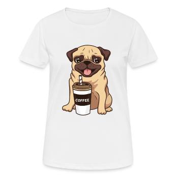 Pug Coffee Sitting - Women's Breathable T-Shirt - white - Front - AI Model Female 172 dark (172cm)