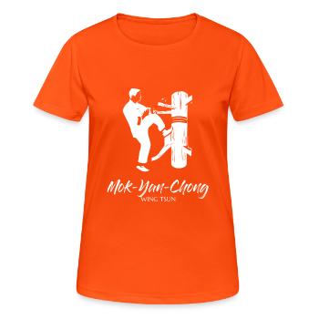 WingTsun Woodmuppet Mok Yan Chong - Women's Breathable T-Shirt - neon orange - Front - AI Model Female 172 dark (172cm)