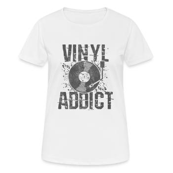 Vinyl Addict - Retro Vintage DJ Gift - Women's Breathable T-Shirt - white - Front - AI Model Female 172 dark (172cm)
