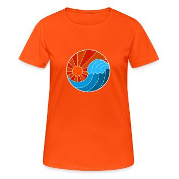 Surfen Welle - Frauen T-Shirt atmungsaktiv - Neonorange - Vorne - AI Model Female 172 dark (172cm)