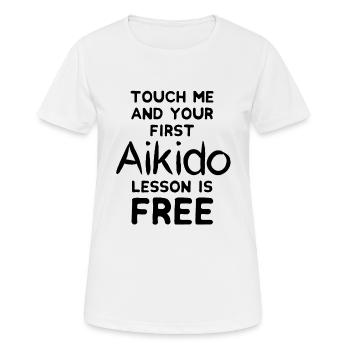 Aikido - Women's Breathable T-Shirt - white - Front - AI Model Female 172 dark (172cm)