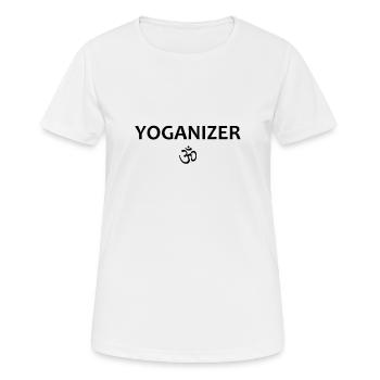 Yoganizer OM Black - Frauen T-Shirt atmungsaktiv - Weiß - Vorne - AI Model Female 172 dark (172cm)